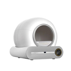 White pet bed with a transparent dome on a white background