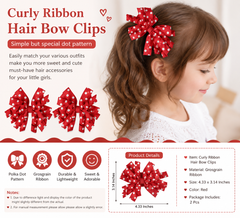 Curly Ribbon Hair Bow Clips Handmade Hair Ribbon Bows 3.14 Inch Girls Cheer Hair
