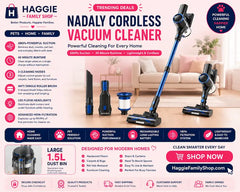 NADALY Cordless Vacuum Cleaner – 28KPa Suction, 45-Min Runtime