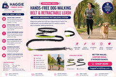 Dog Walking Belt with Detachable Shockproof Leash