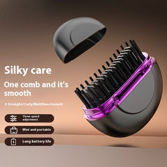 Mini Ceramic Steam Hair Straightener Comb | Cordless USB Rechargeable Hair Styler