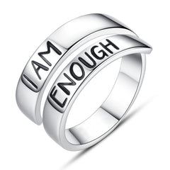 I AM ENOUGH Hand Stamped Spiral Wrap Twist Ring I
