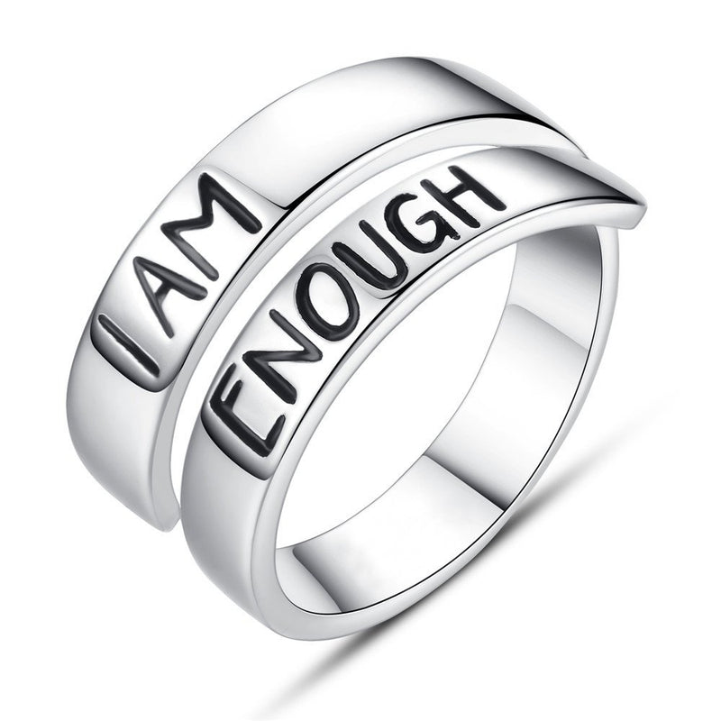 I AM ENOUGH Hand Stamped Spiral Wrap Twist Ring I